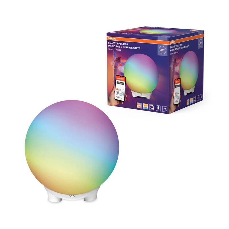 OSRAM SMART+ Wifi BALL Lampe d'ambiance de table MAGIC RGB Mini RGBW USB, 130 lm, 2200 … 6500 K, Blanc réglable|RGB