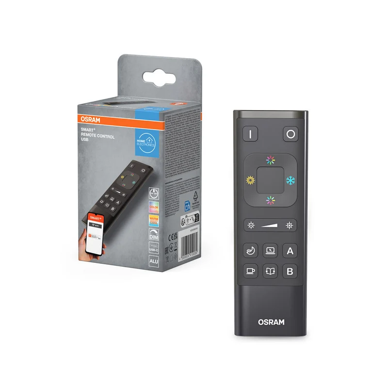 OSRAM Wifi SMART+ TÉLÉCOMMANDE USB-C, Aluminium, Noir
