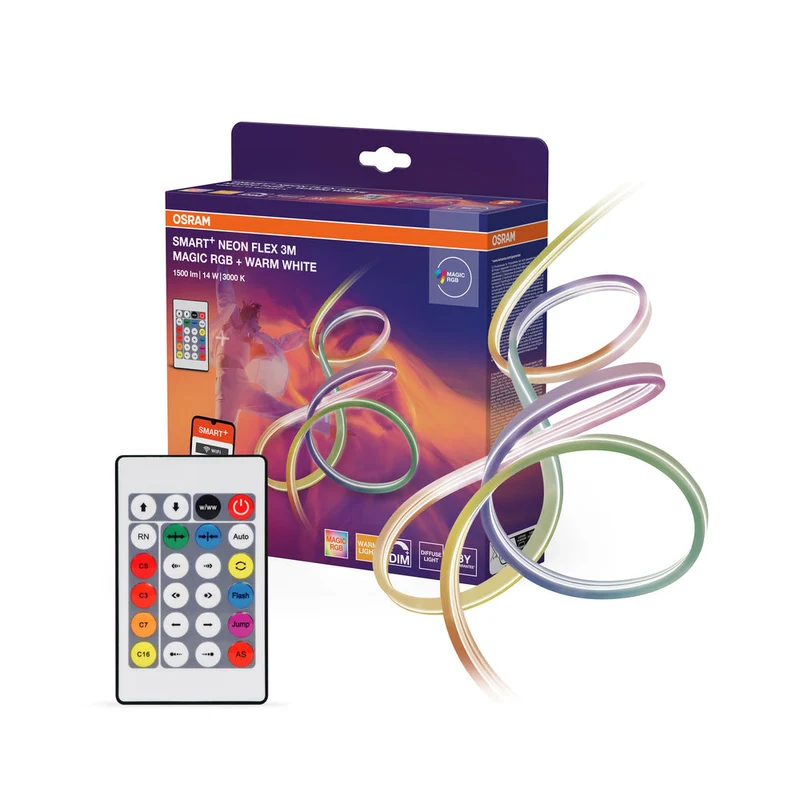 OSRAM Wifi SMART+ NEON FLEX MAGIC RGB + TUNABLE WHITE bande LED, 3m, 15W, avec télécommande