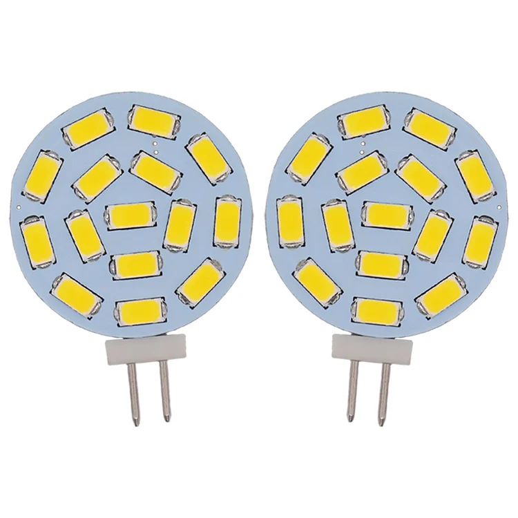 10PCS Pack 2 Watt (20 Watt Equivalent) AC/DC 10-30 V Flat Round Wafer Disc Light Bulb G4 Bi-pin base Lamps with 15 pcs LED SMD5630