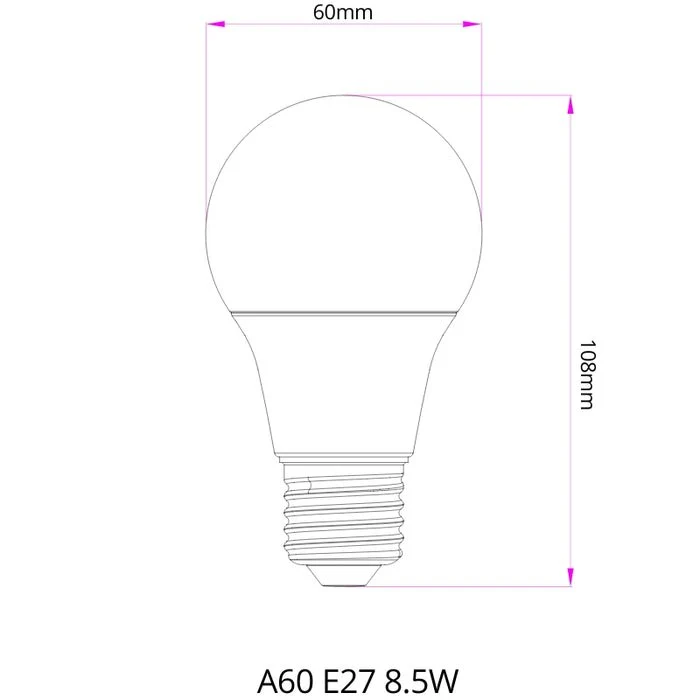 Ampoule E27 LED 8.5W A60 - Pack de 10