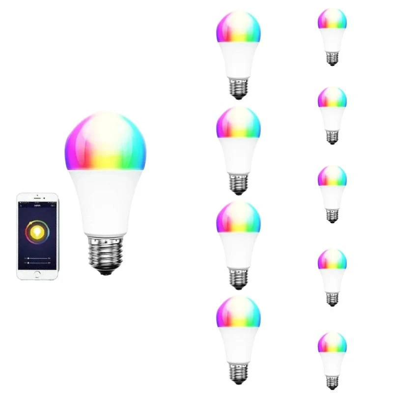 Pack de 10 - Ampoule LED Connectée Wifi E27 8.5W RGBW A60