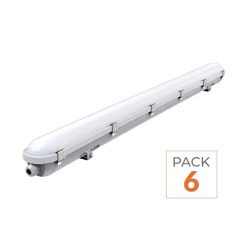 Réglette LED 120cm Étanche IP65 CCT - Puissance Ajustable 22/28/34/40W - 3000K/4000K/6500K - Pack de 6