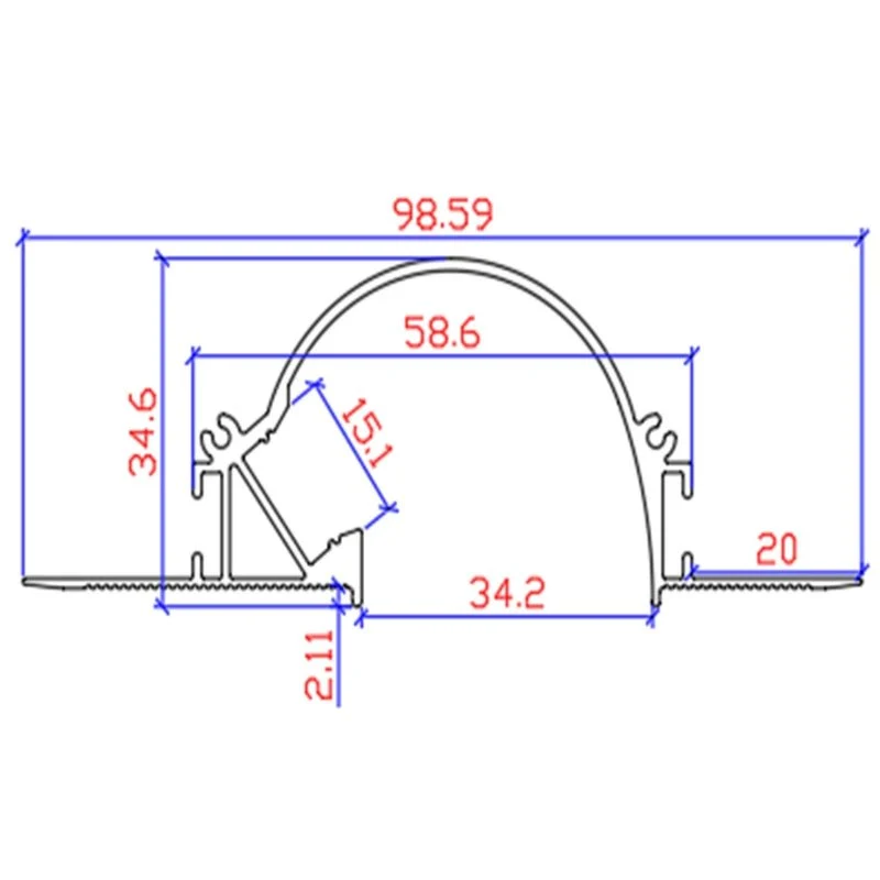 Profilé Aluminium Encastrable Arrondi 2M pour Faux Plafond Éclairage Indirect