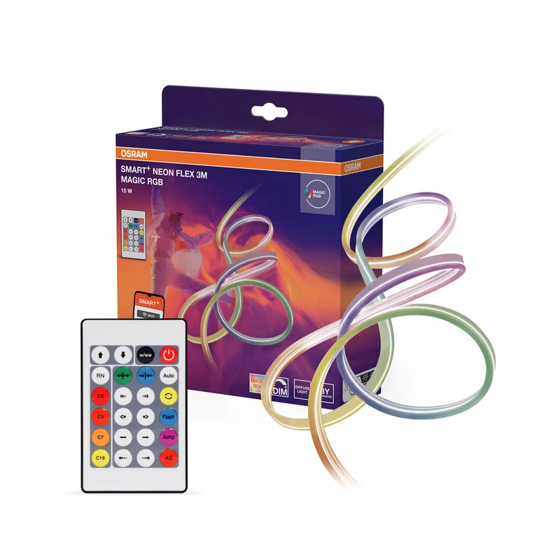 OSRAM Wifi SMART+ NEON FLEX MAGIC RGB bande lumineuse LED, 3m, 15W, avec télécommande