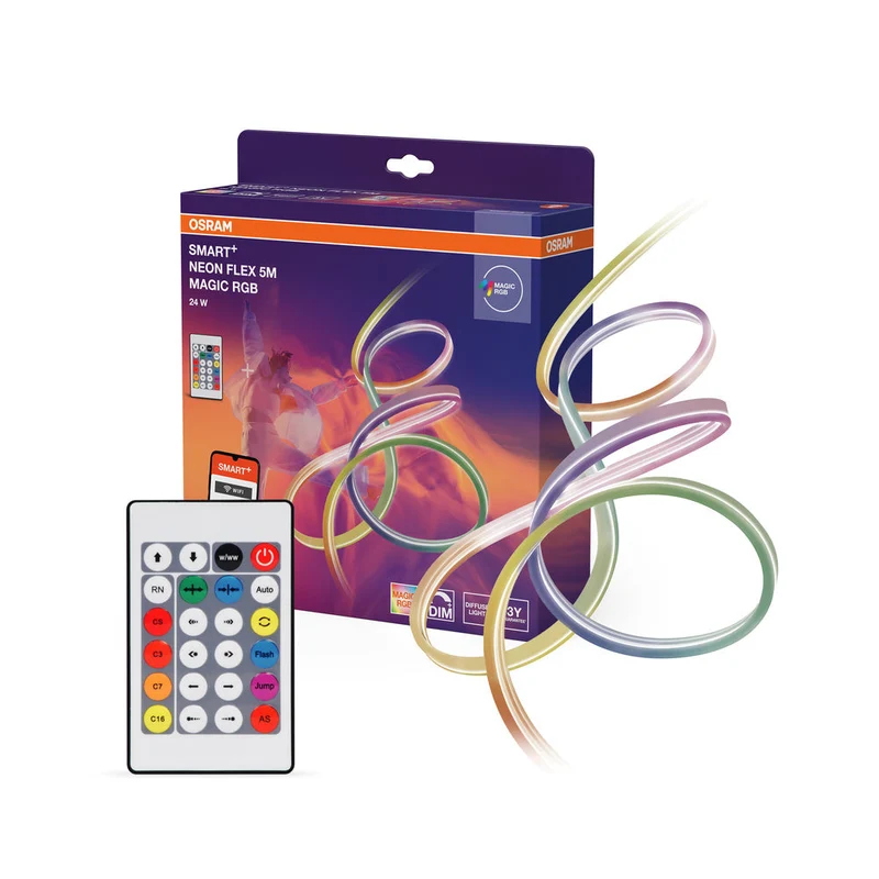 OSRAM Wifi SMART+ NEON FLEX MAGIC RGB bande lumineuse LED, 5m, 24W, avec télécommande