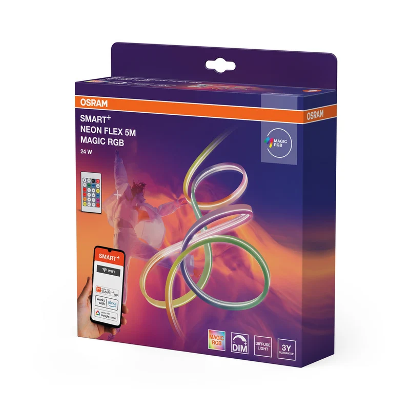 OSRAM Wifi SMART+ NEON FLEX MAGIC RGB bande lumineuse LED, 5m, 24W, avec télécommande