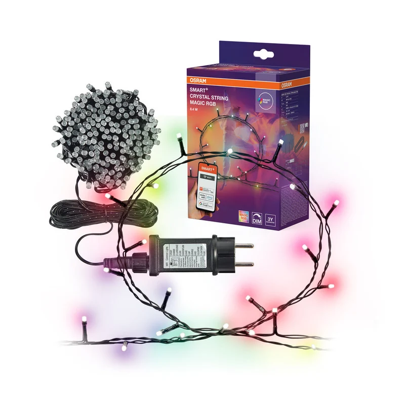 OSRAM Wifi SMART+ guirlande lumineuse éclairage de Noël avec 200 LED, Magic RGB, dimmable, 8,4W, 20m