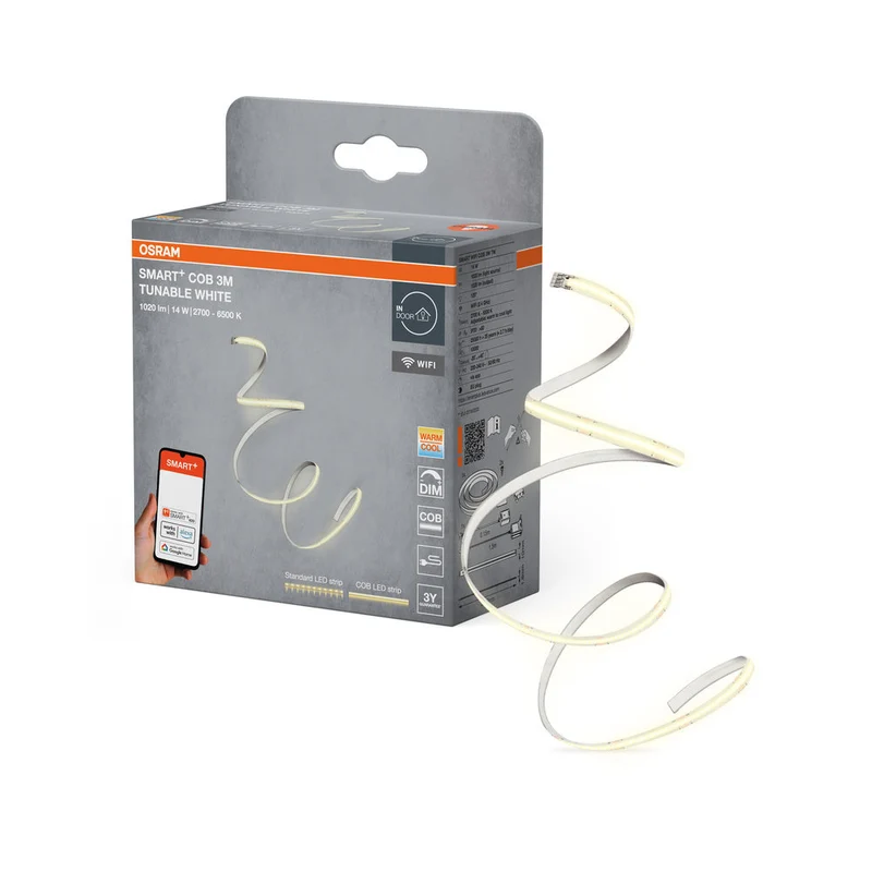 OSRAM Wifi SMART+ COB BANDE LED BLANC TUNABLE, 3m, Blanc réglable, 1200lm, 14W, 2700-6500K