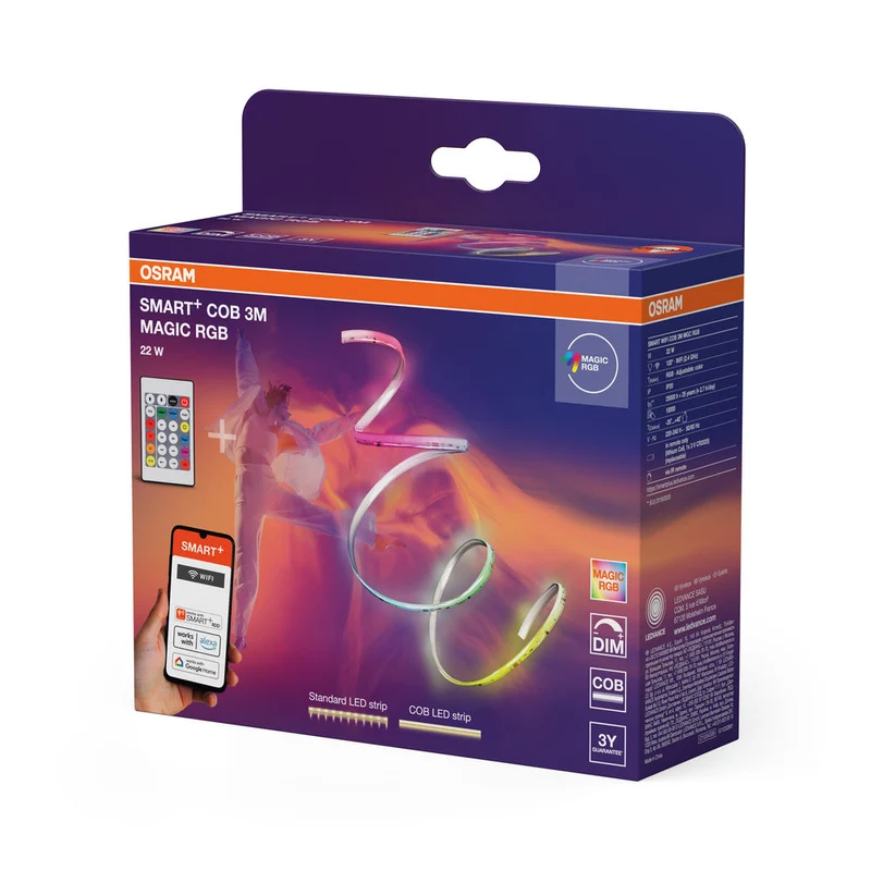 OSRAM Wifi SMART+ COB MAGIC avec télécommande, RVB, 3m