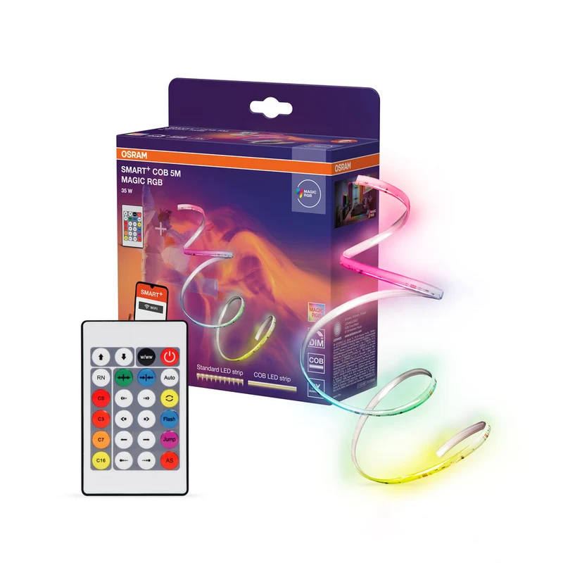 OSRAM Wifi SMART+ COB MAGIC bande lumineuse LED, Magic RGB, 5m, 35W, avec télécommande