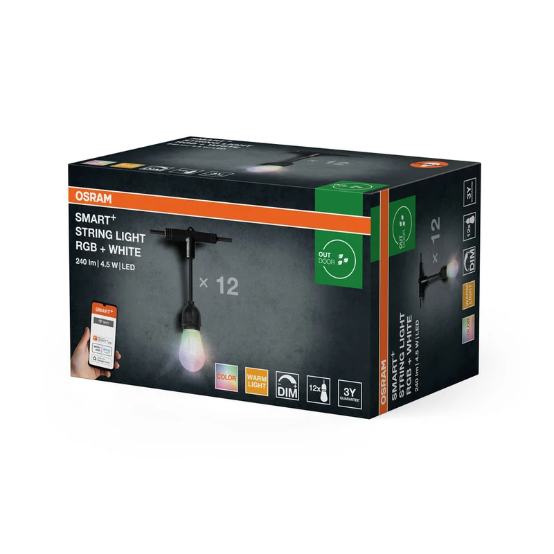 OSRAM SMART+ Guirlande lumineuse extérieure WiFi, 4,5W, noir