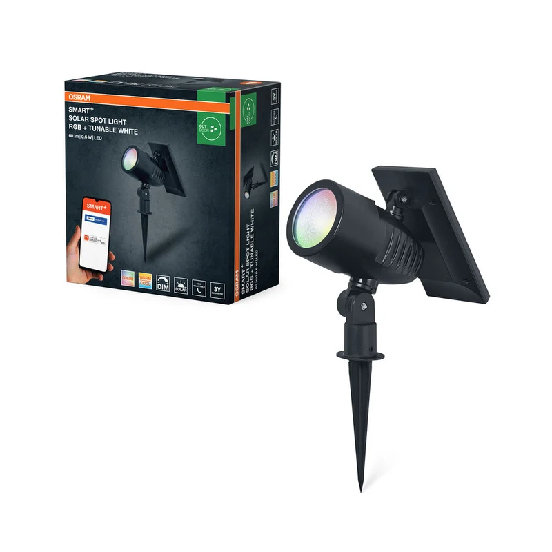 OSRAM SMART+ Jardin Bluetooth Solaire RGB Spot Piquet de jardin, noir