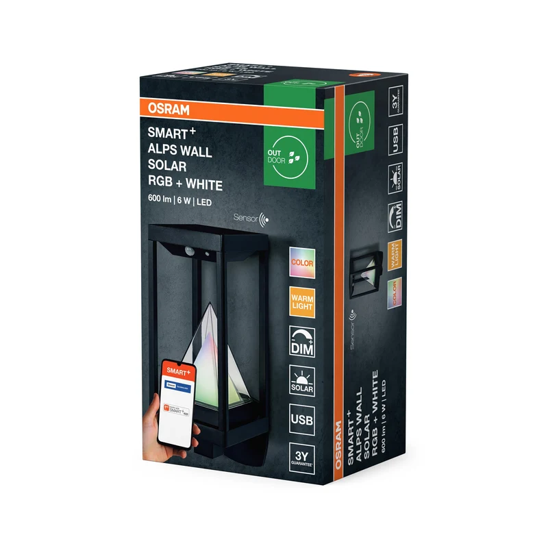 OSRAM SMART+ Applique murale solaire extérieure Bluetooth, capteur