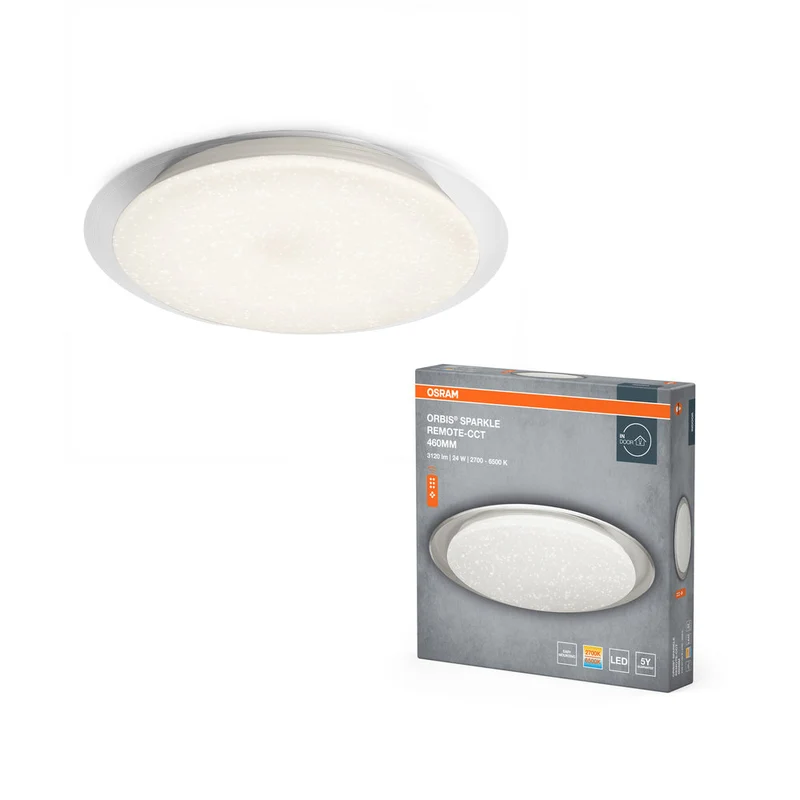 OSRAM ORBIS® Plafonnier Sparkle Remote-CCT 460mm 24W, 2000 lm, 2800…6000 K, Blanc réglable