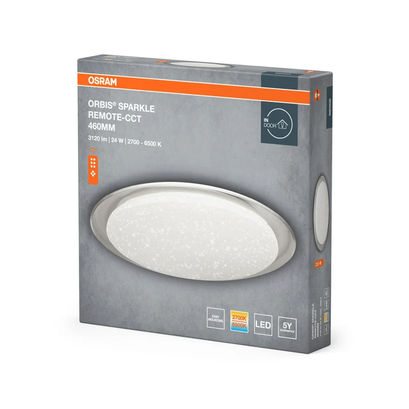 OSRAM ORBIS® Plafonnier Sparkle Remote-CCT 460mm 24W, 2000 lm, 2800…6000 K, Blanc réglable