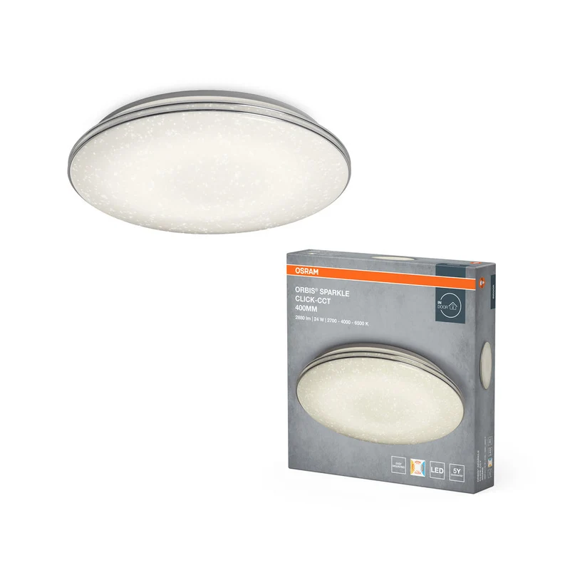 OSRAM ORBIS® Plafonnier Sparkle Click-CCT 400mm 24W, 2000 lm, 2700…6500 K, Blanc réglable