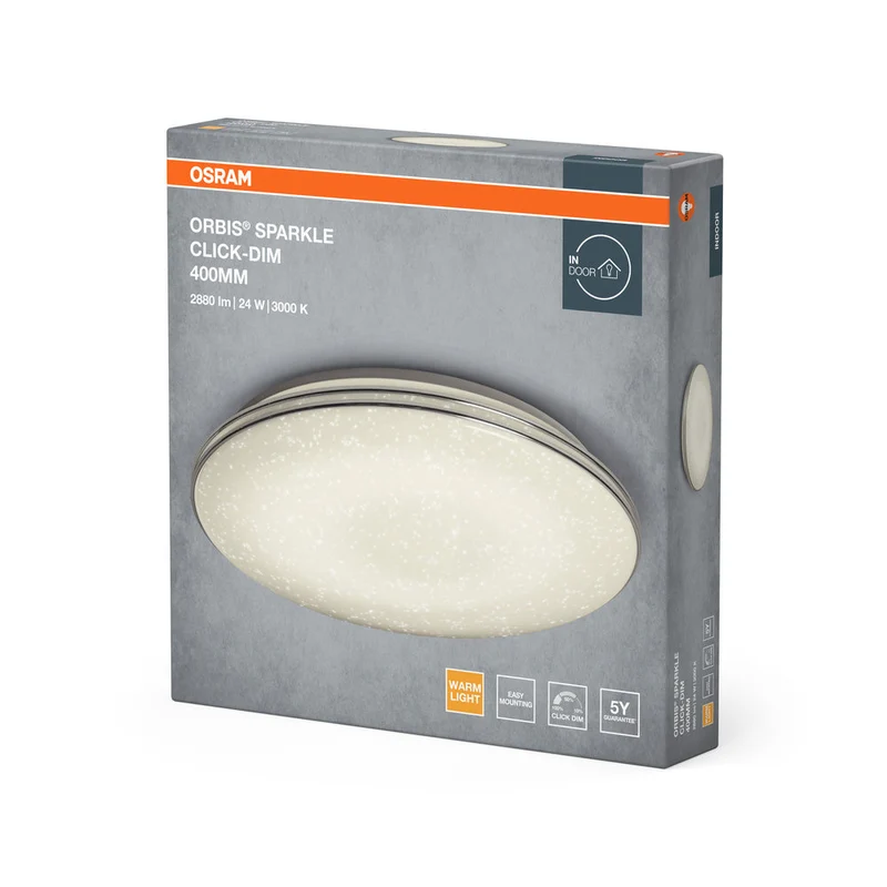 OSRAM ORBIS® Plafonnier Sparkle Click-DIM 400mm 24W, 2000 lm, 3000 K, Blanc chaud