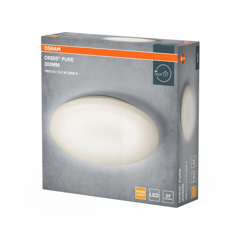 OSRAM ORBIS® Plafonnier Pure 300mm 14.5W, 1100 lm, 3000 K, Blanc chaud