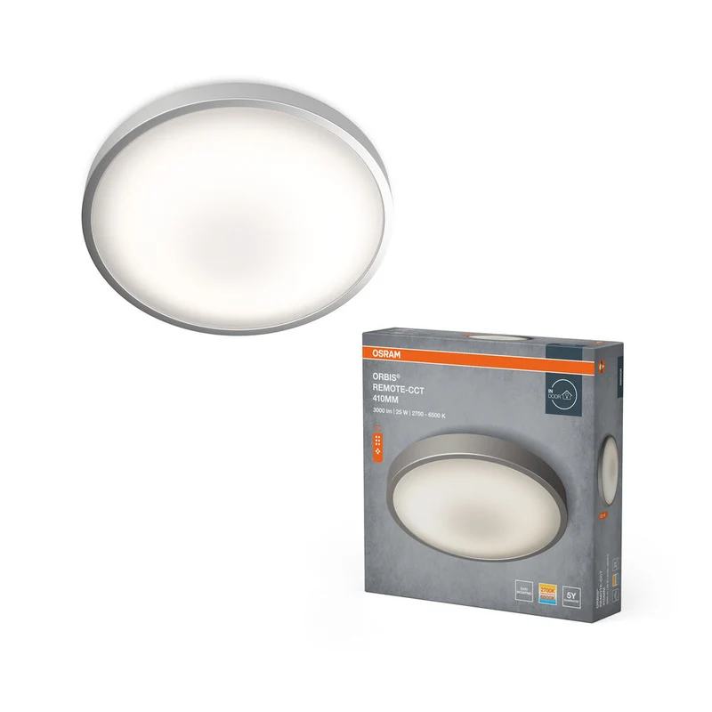 OSRAM ORBIS® Plafonnier CCT / DIM Télécommande-CCT 410mm 25W, 1800 lm, 2700…6500 K, Blanc réglable