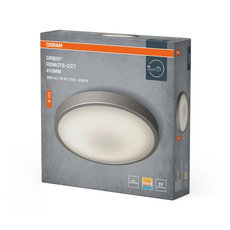 OSRAM ORBIS® Plafonnier CCT / DIM Télécommande-CCT 410mm 25W, 1800 lm, 2700…6500 K, Blanc réglable