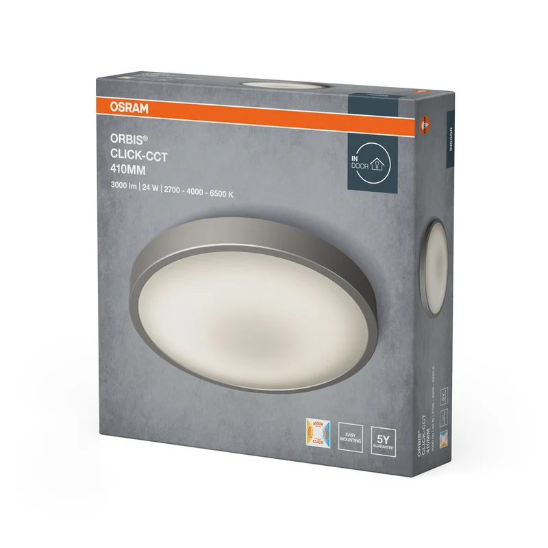 OSRAM ORBIS® Plafonnier CCT / DIM Click-CCT 410mm 24W, 1800 lm, 2700 K / 4000 K / 6500 K, Blanc chaud|Blanc froid|Lumière du jour froide