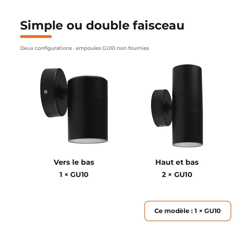 Applique murale LED Noire IP65 GU10 - Pack de 10
