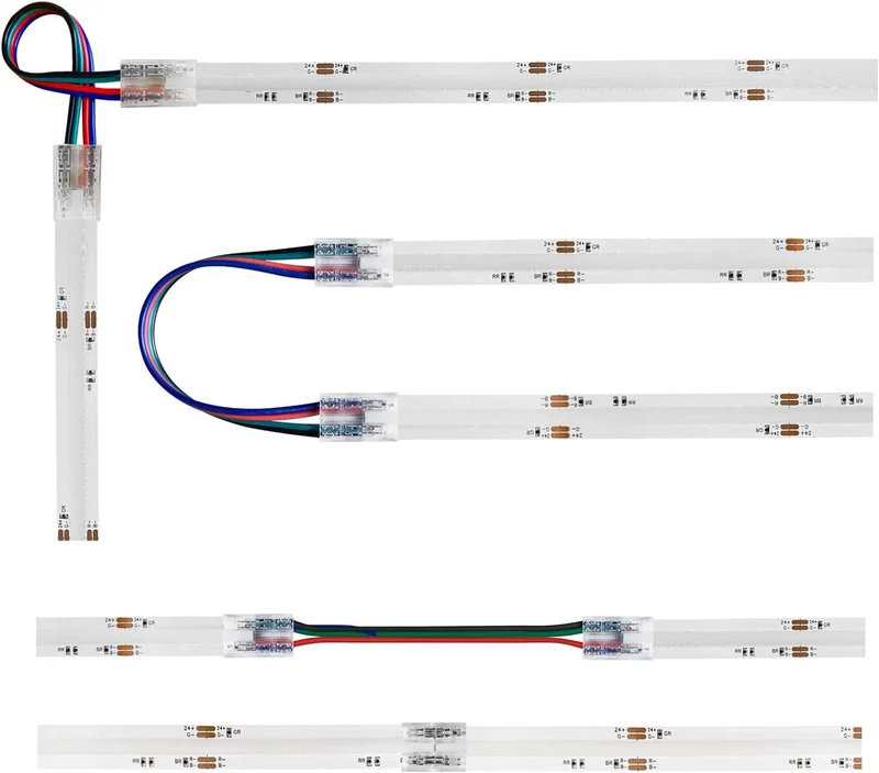 Transparent Crystal LED Strip Connectors – 10mm 4Pin Solderless Clips | Strip to Wire / Strip to Strip / Female Plug – Local Stock US/UK