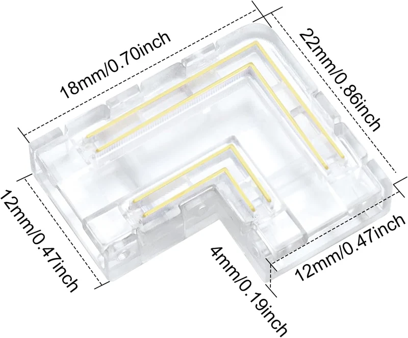 Transparent Crystal LED Strip Connectors – 10mm 4Pin Solderless Clips | Strip to Wire / Strip to Strip / Female Plug – Local Stock US/UK