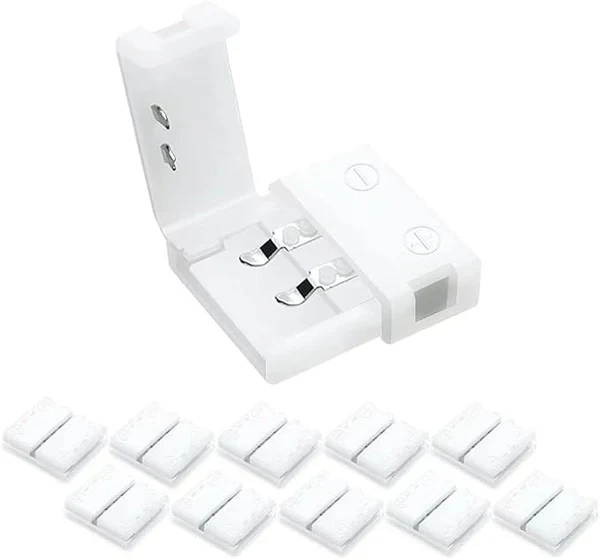 LED Strip Connectors – 10mm 2Pin Solderless Clips | Strip to Wire / Strip to Strip / DC Adapter / L / T – Bulk Wholesale 500pcs MOQ | Factory Direct