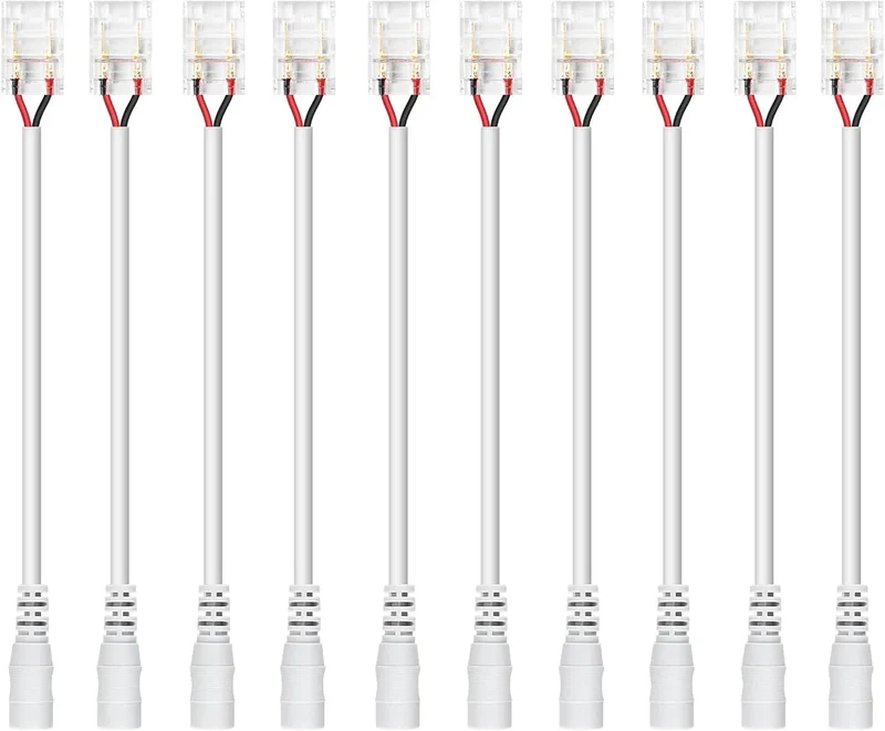 Transparent Crystal LED Strip Connectors – 10mm 2Pin Solderless Clips | Strip to Wire / Strip to Strip / DC Adapter – Local Stock US/UK