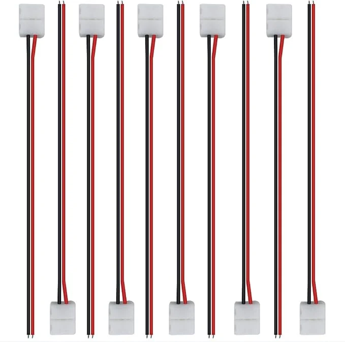 LED Strip Connectors – 8mm 2Pin Solderless Clips | Strip to Wire / Strip to Strip / DC Adapter / L / T – Bulk Wholesale 500pcs MOQ | Factory Direct