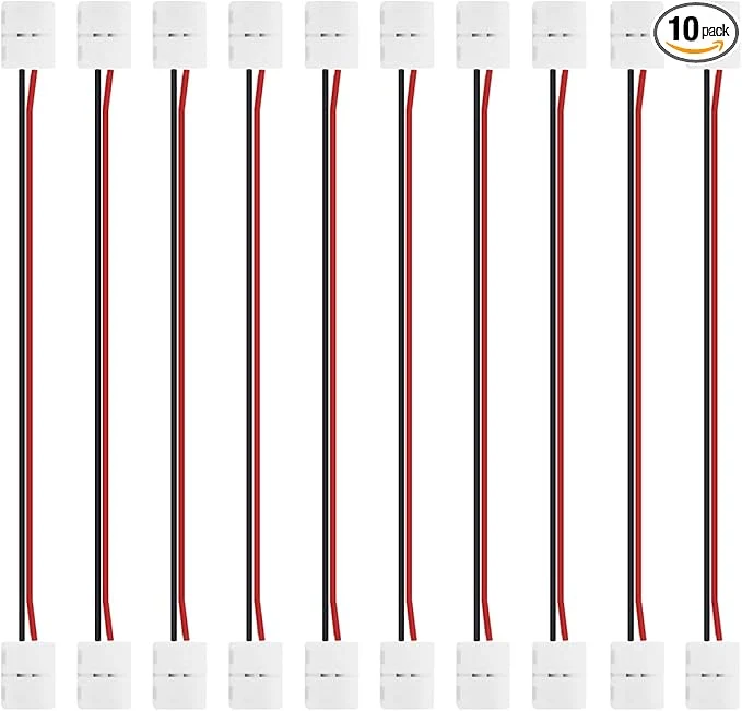 LED Strip Connectors – 8mm 2Pin Solderless Clips | Strip to Wire / Strip to Strip / DC Adapter / L / T – Bulk Wholesale 500pcs MOQ | Factory Direct