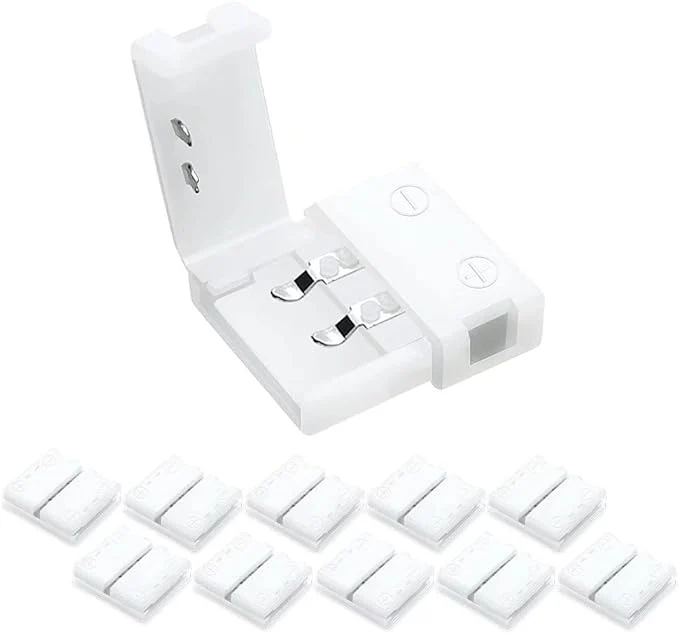 LED Strip Connectors – 8mm 2Pin Solderless Clips | Strip to Wire / Strip to Strip / DC Adapter / L / T – Bulk Wholesale 500pcs MOQ | Factory Direct