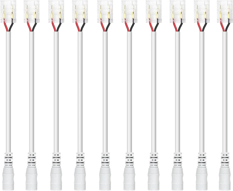 Transparent Crystal LED Strip Connectors – 8mm 2Pin Solderless Clips | Strip to Wire / Strip to Strip / DC Adapter / L – Local Stock US/UK