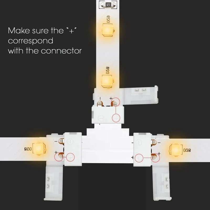 Transparent Crystal LED Strip Connectors – 10mm 4Pin Solderless Clips | Strip to Wire / Strip to Strip / Female Plug – Bulk Wholesale 600pcs MOQ | Factory Direct