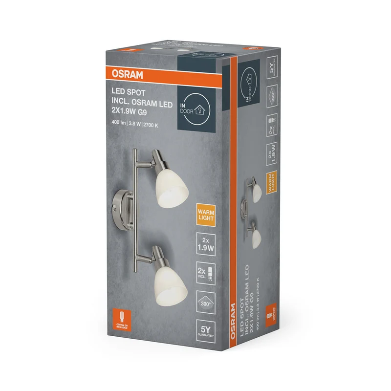 OSRAM LED SPOT G9 G9 2 x 1.9W, 400 lm, 2700 K, Blanc chaud