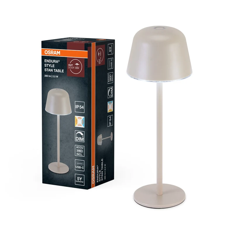 OSRAM ENDURA STYLE LAMPE DE TABLE À BATTERIE, 2,5W, 200lm, beige