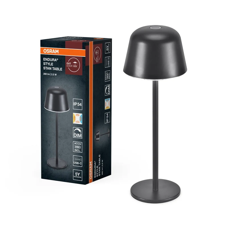 OSRAM ENDURA STYLE LAMPE DE TABLE À PILE, 2,5W, 200lm, gris