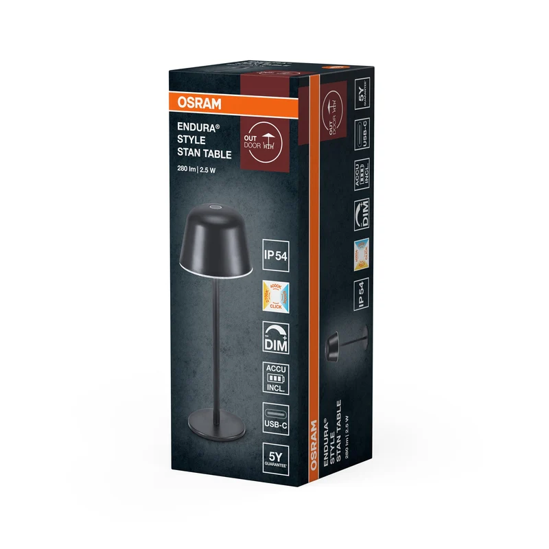 OSRAM ENDURA STYLE LAMPE DE TABLE À PILE, 2,5W, 200lm, gris