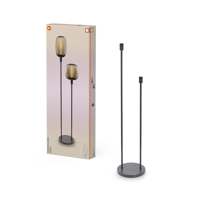 OSRAM Bâton Décor Sol Gris Foncé Lampadaire 146cm 2x E27