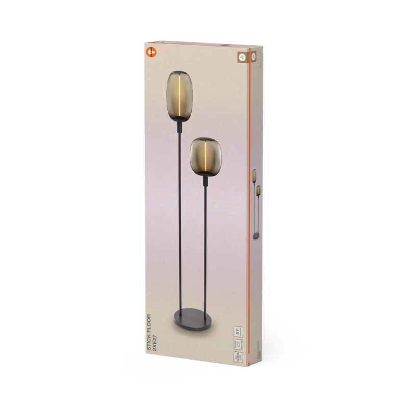 OSRAM Bâton Décor Sol Gris Foncé Lampadaire 146cm 2x E27