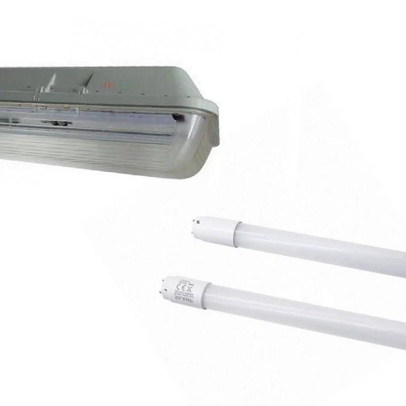 Kit de Réglette LED étanche Double IP65 + 2 Tubes T8 120cm 18W