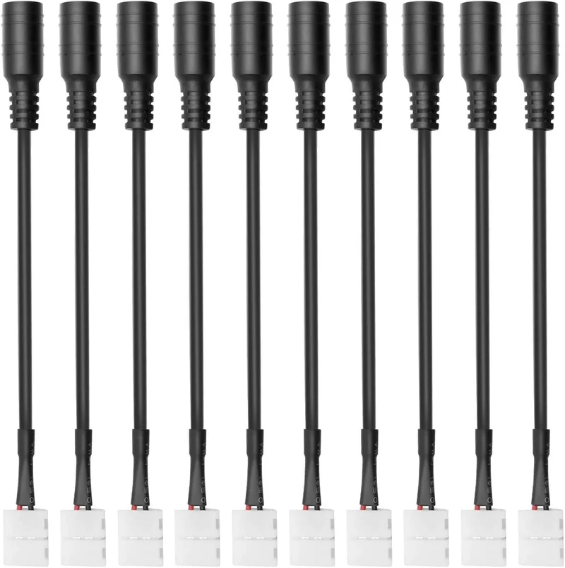LED Strip Connectors – 10mm 2Pin Solderless Clips | Strip to Wire / Strip to Strip / DC Adapter / L / T – 10-Pack | Local Stock US/UK