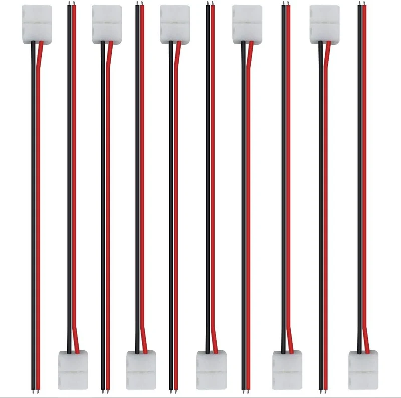 LED Strip Connectors – 8mm 2Pin Solderless Clips | Strip to Wire / Strip to Strip / DC Adapter / L / T – 10-Pack | Local Stock US/UK
