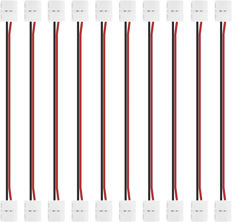 LED Strip Connectors – 8mm 2Pin Solderless Clips | Strip to Wire / Strip to Strip / DC Adapter / L / T – 10-Pack | Local Stock US/UK