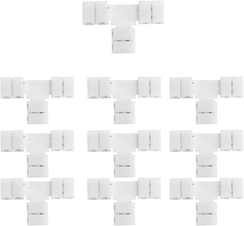 LED Strip Connectors – 8mm 2Pin Solderless Clips | Strip to Wire / Strip to Strip / DC Adapter / L / T – 10-Pack | Local Stock US/UK