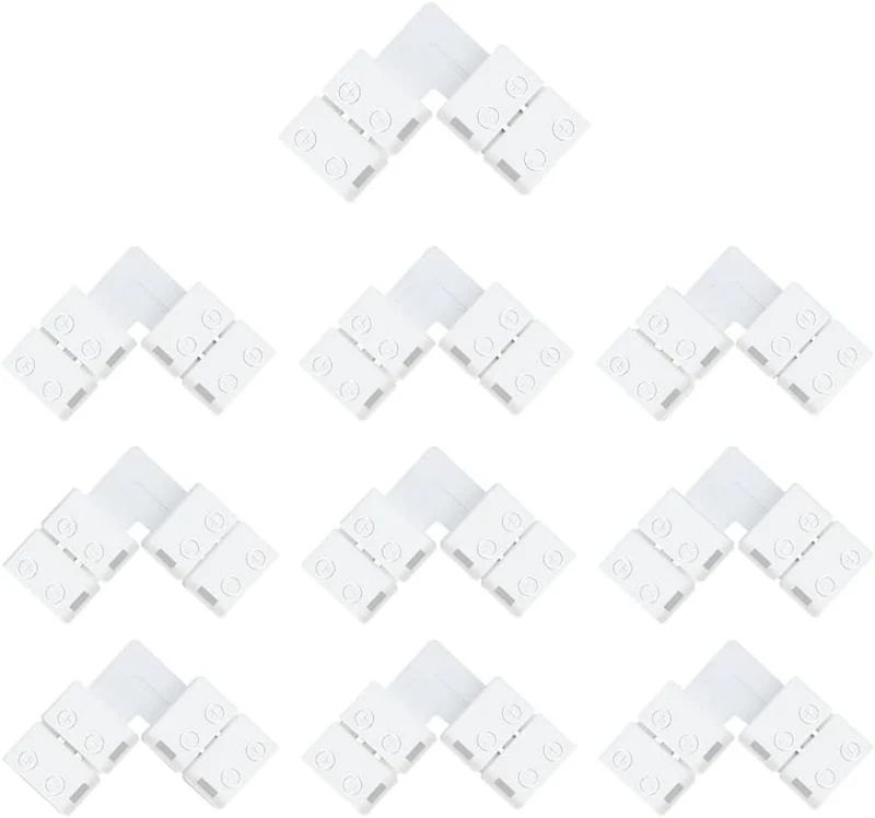 LED Strip Connectors – 8mm 2Pin Solderless Clips | Strip to Wire / Strip to Strip / DC Adapter / L / T – 10-Pack | Local Stock US/UK