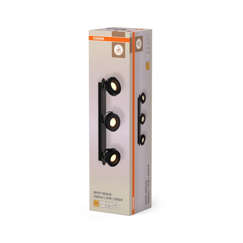 OSRAM DECOR SPOT VENUS Plafonnier, 16W, 650lm, noir