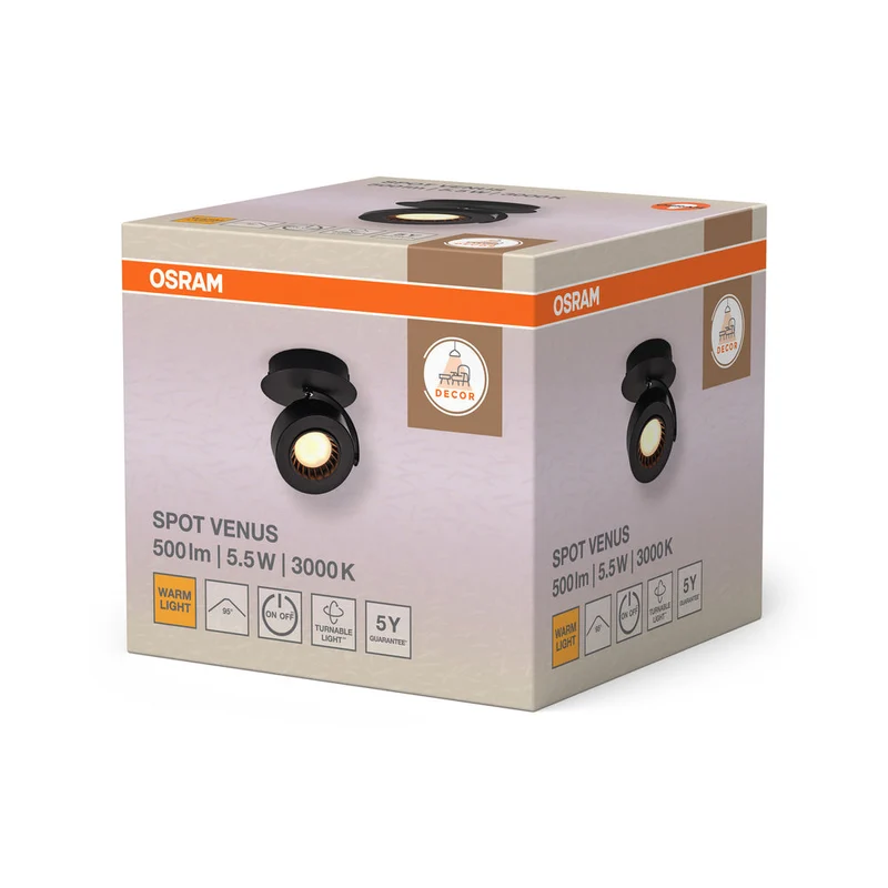 OSRAM DECOR SPOT VENUS Applique murale, 5,5W, 210lm, noir